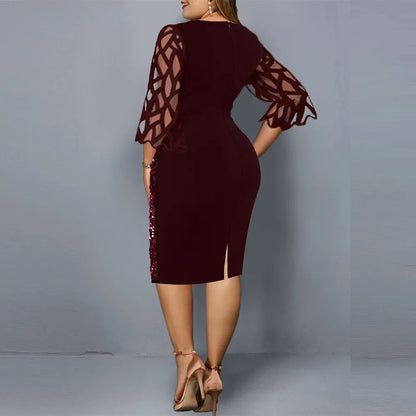 Mother Of The Bride Groom Dresses Plus Size Everyday Burgundy Elegant Party Wedding Sequins Women Clothing 4xl 5xl 6xl Summer