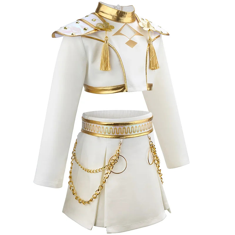 Girls' Stage 3-Piece Singing Competition Shining Set Halloween Dance Party Cool Girl Korean Casual Clothing Metal Pattern Jacket