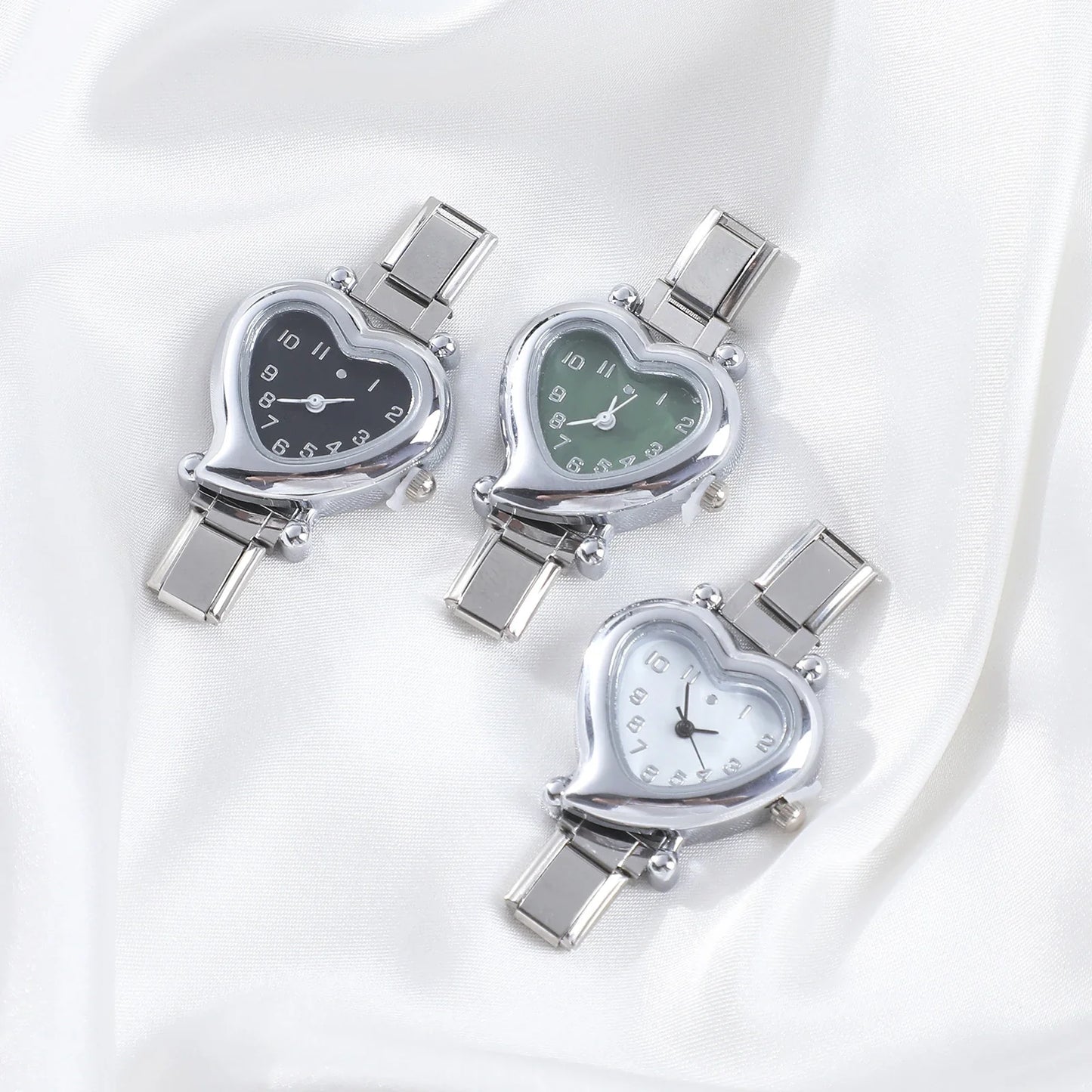 High Quality Fashion DIY 9MM Width Italian Elastic Charm Stainless Heart Shape Watch Bracelet Bangle for Friend Birthday Jewelry