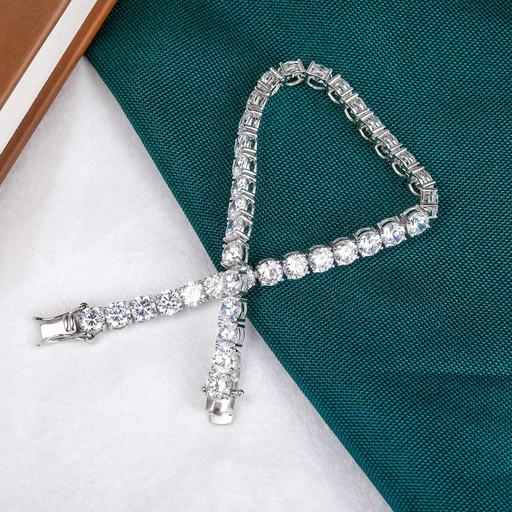 Real Moissanite Tennis Bracelet for Women Men 2.5-6.5mm Lab Diamond Bangle with Certificates 925 Sterling Silver Fine Jewelry