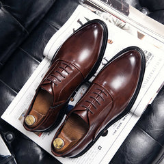 Business Formal Leather Shoes Men's Casual with Suit Low Top Solid Wedding Shoes