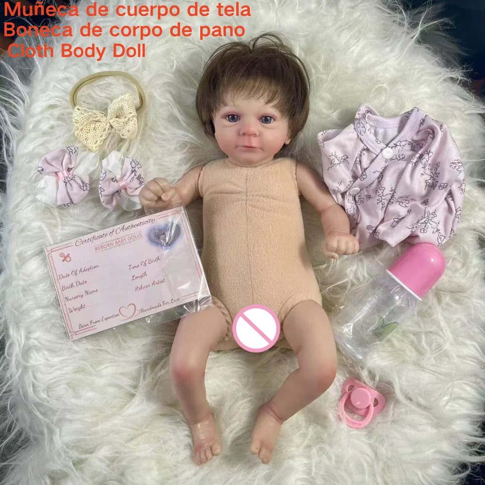 MRB 17-18Inch Finished Reborn Dolls Felicia Silicone Vinyl Or Cloth Doll Lifelike Adorable Newborn Girl Best Christmas Gift