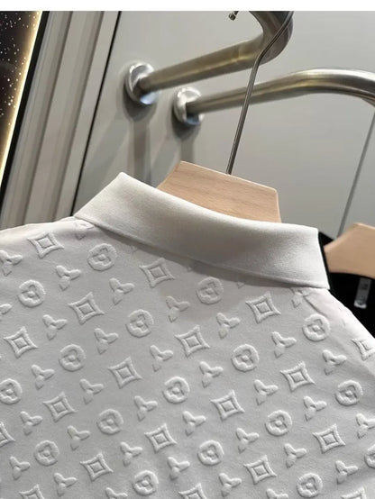 Summer New Men's Lop-up Hollow Short-sleeved Polo Tee Shirt Ice Silk Breathable Business Fashion T-Shirt Male Brand Clothes