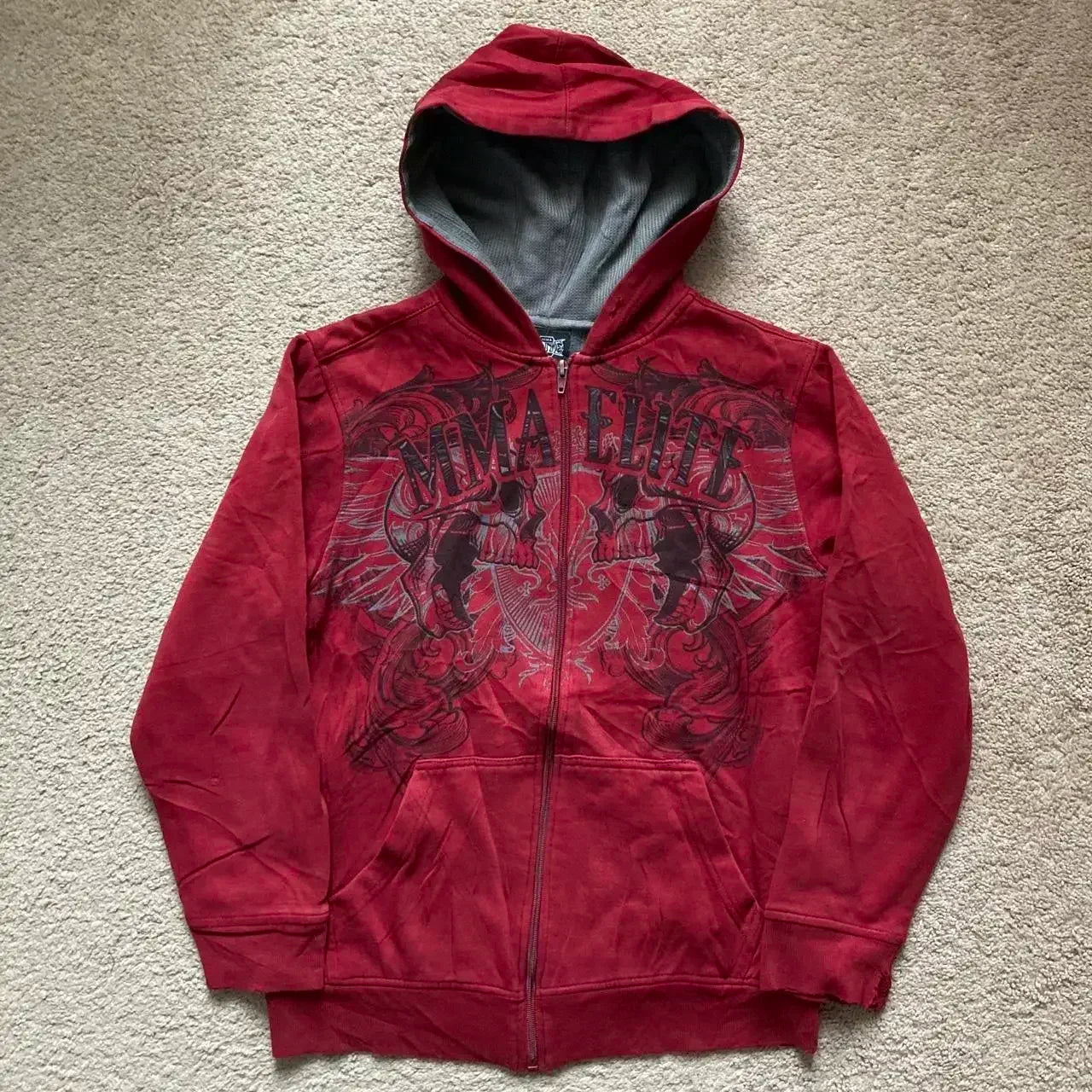 Y2K Vintage Casual New Winter  Zipper Hoodies Men's Gothic Pattern Sweatshirt Hoodie
