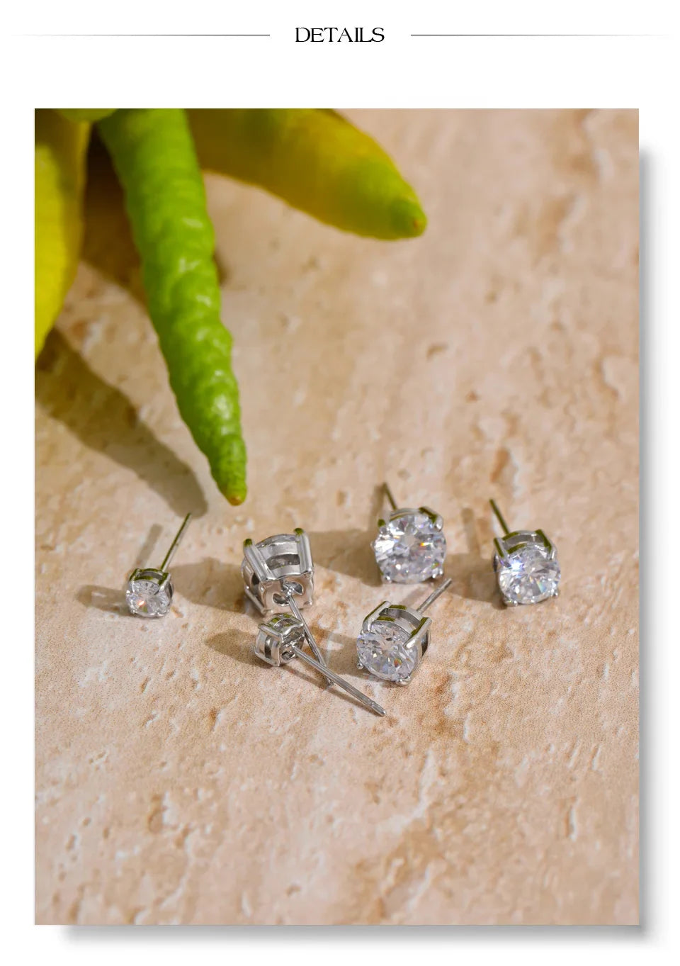 Yhpup 1Set High Quality Shiny Cubic Zirconia Round Stud Earrings Daily Stainless Steel Versatile Premium Jewelry Party Gift