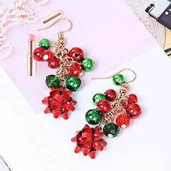 Christmas Necklace X-Mas Jingle Bell Necklaces Present Bow Pendant Necklace Earrings