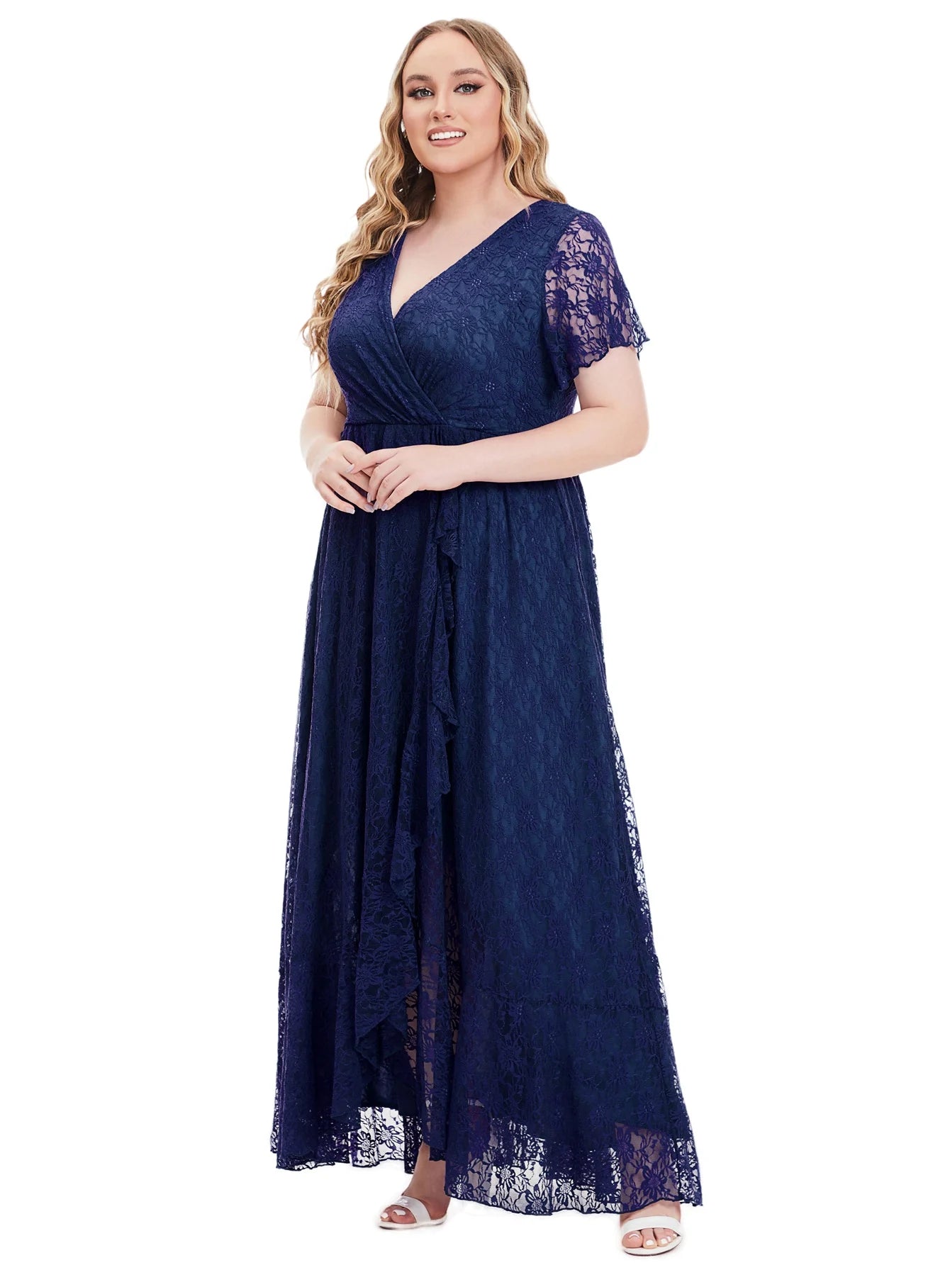 Plus Size High Quality Elegant Evening Party Wedding Lace Dresses For Women