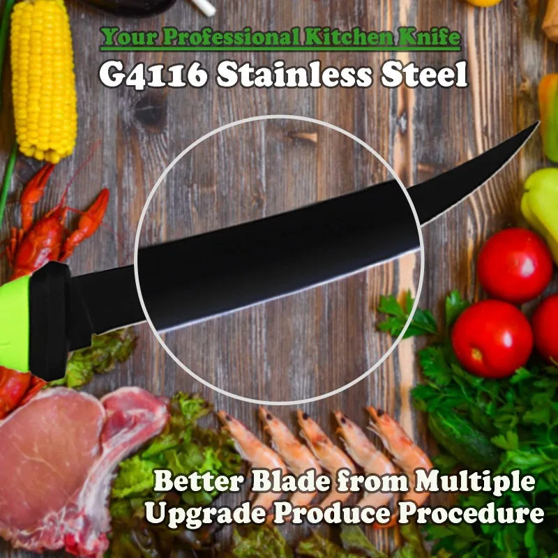 Stainless Steel Boning Knife Multifunctional Non-slip Fish Scale Scraper Rubber