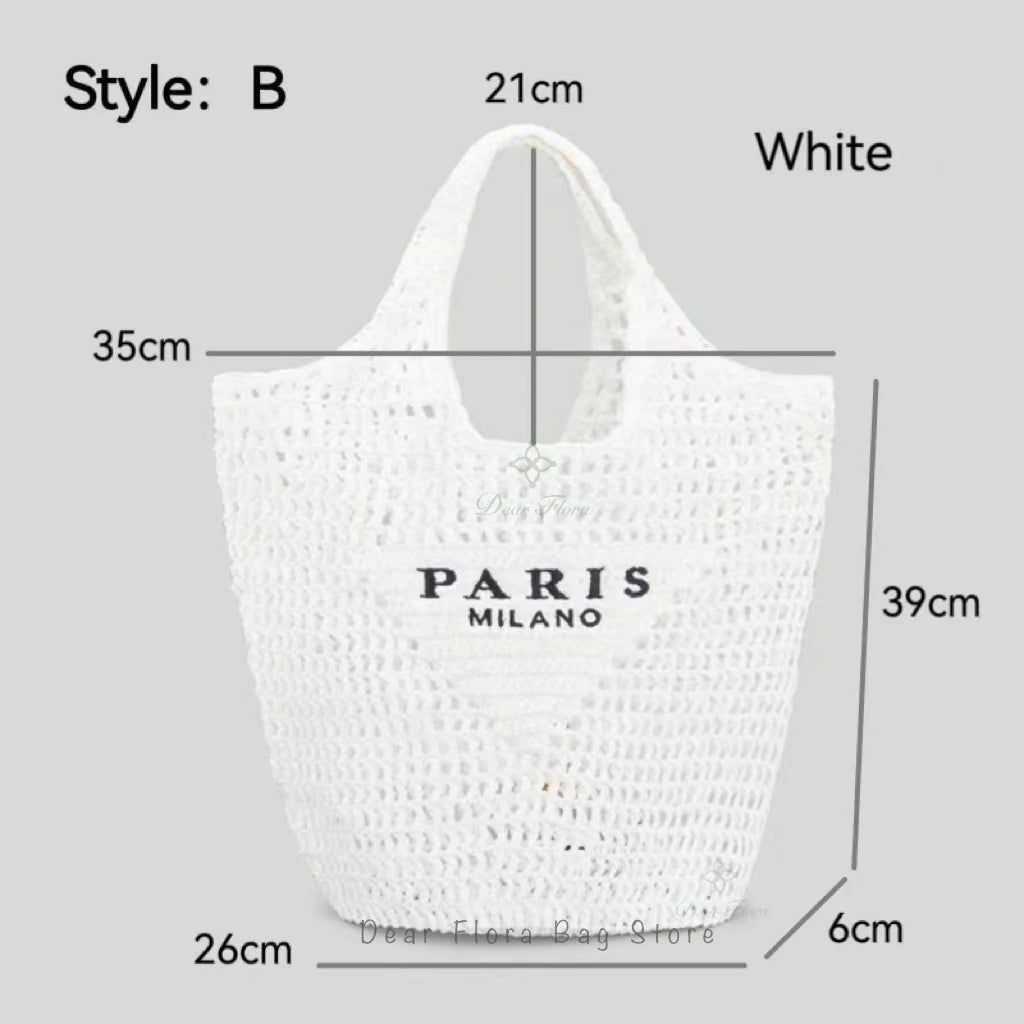 Women Fashion Striped Summer Beach Straw Knitting Shoulder Bag Hollow Out