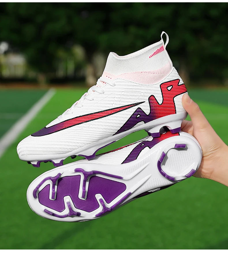 Professional Men High Ankle Football Boots Soccer Cleats TF/FG Training