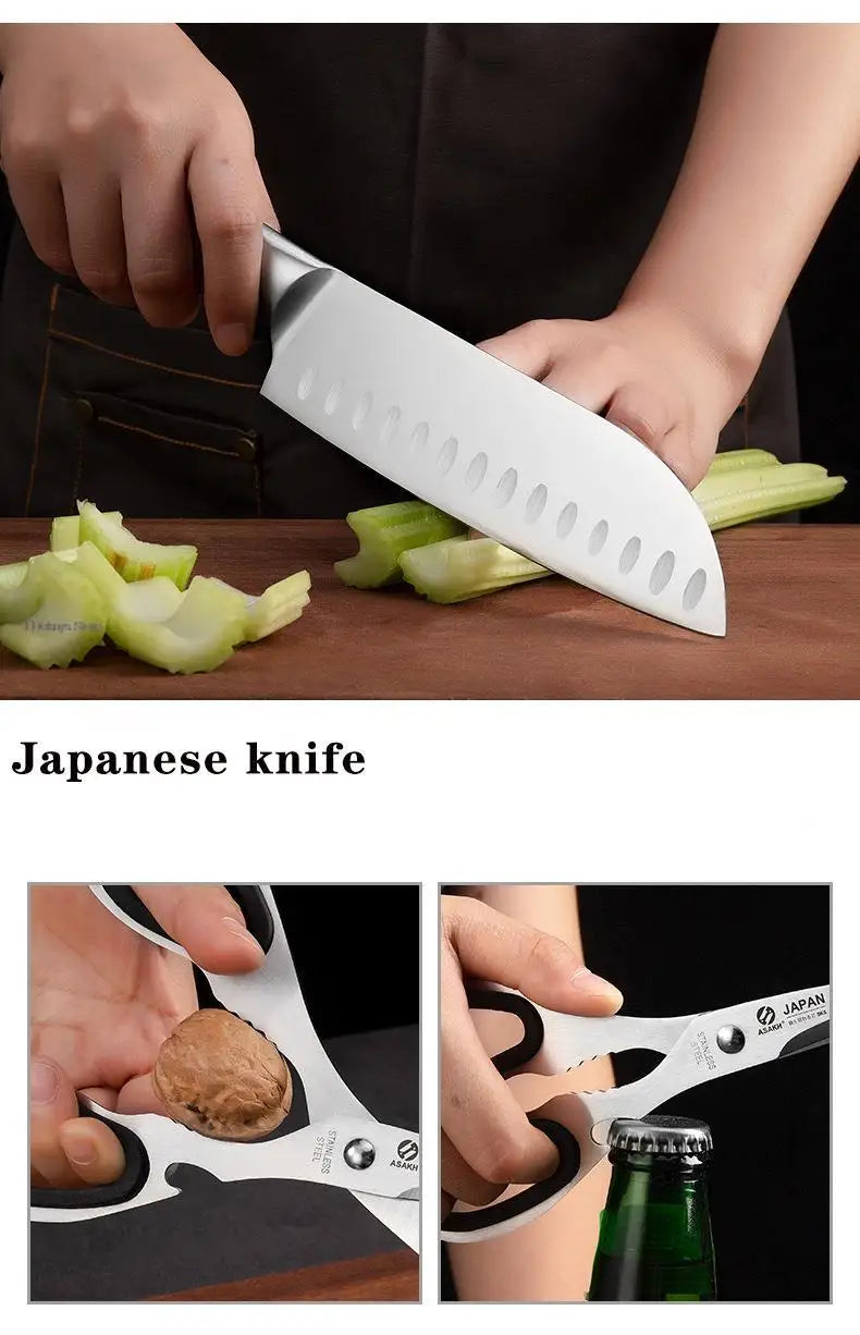 Japanese Kitchen Chef Knife Meat Fish Slicing Vegetable Cutter Stainless Steel Cleaver