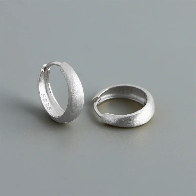 WANTME 925 Sterling Silver Simple Statement Matte Large Huggies Hoop Earrings for Men Women Fine Gothic Punk Charms S925 Jewelry