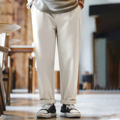 Maden Vintage Gentleman Naples Pants Korea Fashion Casual  Paris Button Straight Wide Trousers