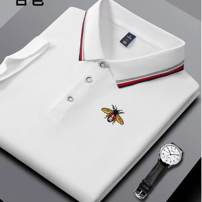 Embroidered New Men's Business Casual Short Sleeved Polo Shirt, Fashionable, Breathable, Comfortable and Versatile Top