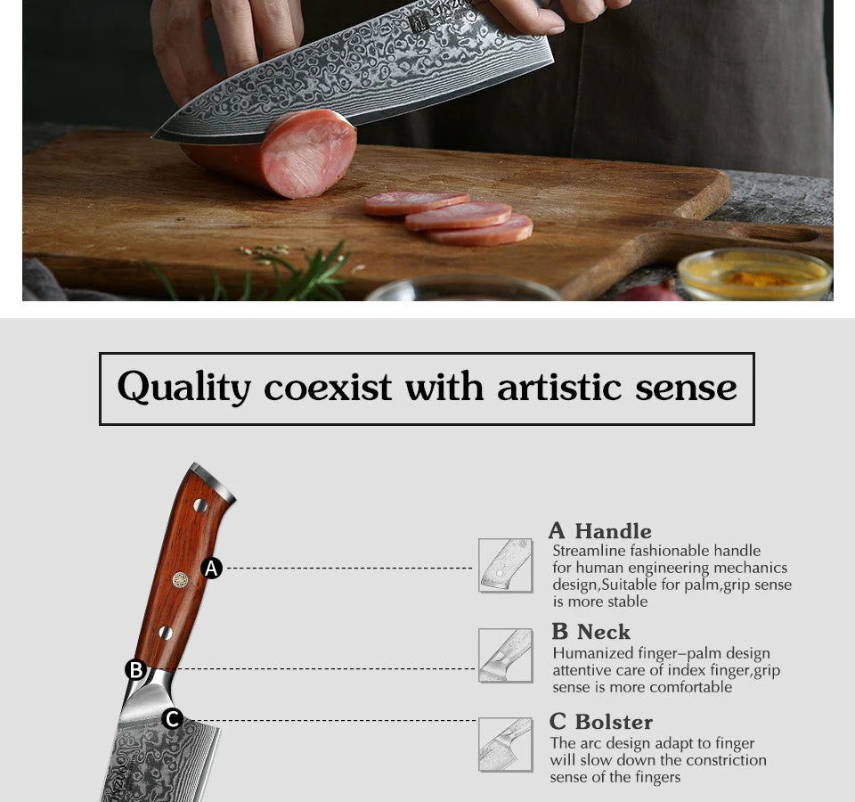 8.5 Inch Chef Knives High Carbon Chinese VG10 67 Layer Damascus Kitchen
