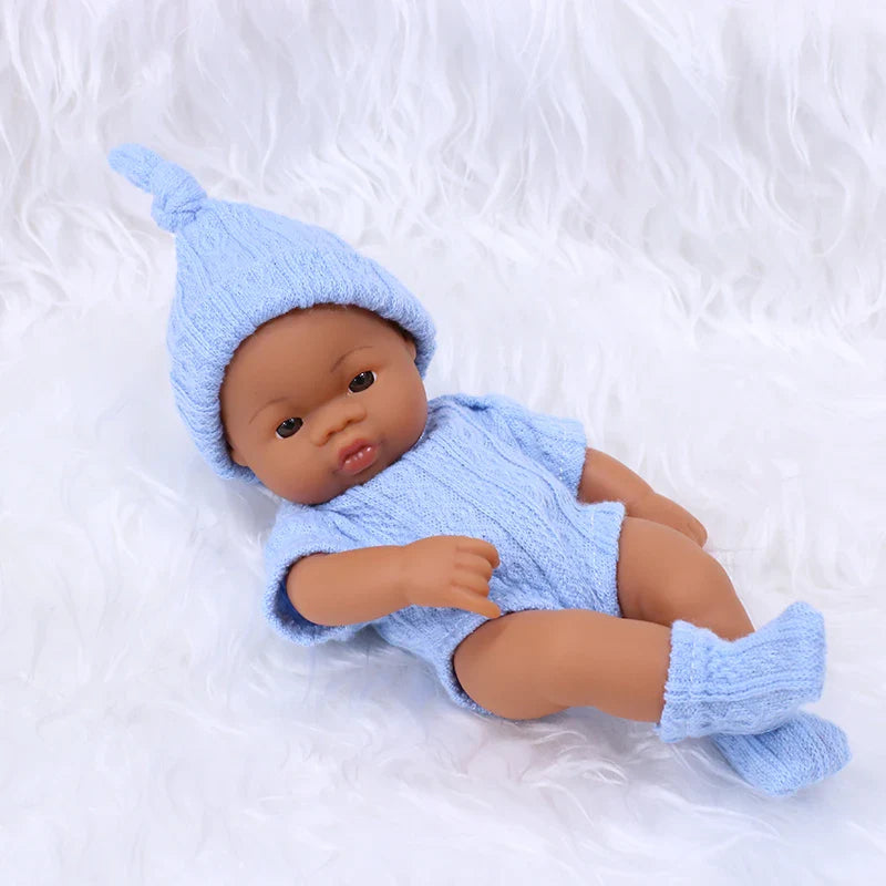 20cm 7inch Mini Reborn Dolls Vinyl Brown Skin Full Body Baby Doll Lifelike Soft Reborn Toddler Doll Baby Doll For Girls Toys
