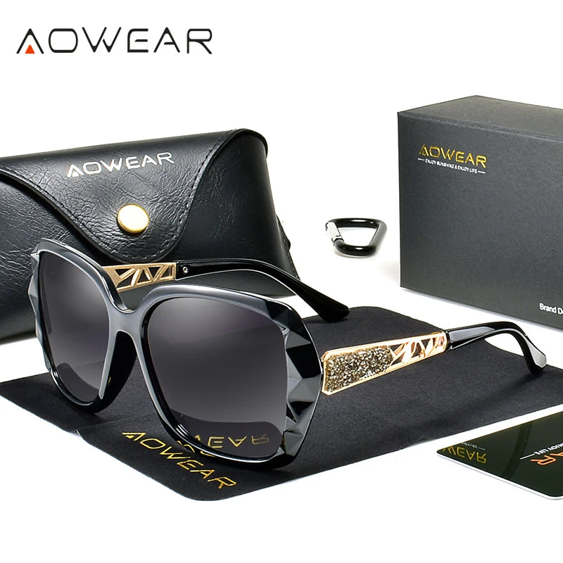 Sunglasses Women Polarized Square Vintage Sun Glasses Ladies Diamond