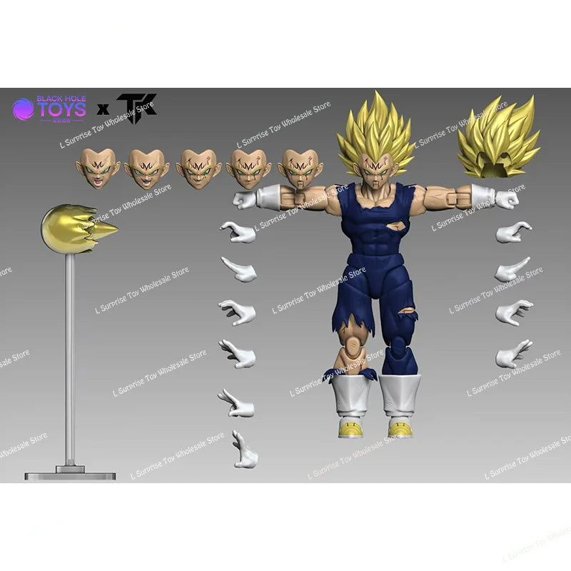 Black Hole TK Custom Dragon Ball Z Super Saiyan SSJ Majin Vegeta Battle Damage Full Power Anime Action Figures Models Gifts Toys