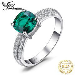 JewelryPalace Green Simulated Nano Emerald Created Ruby Ring 925 Sterling Silver