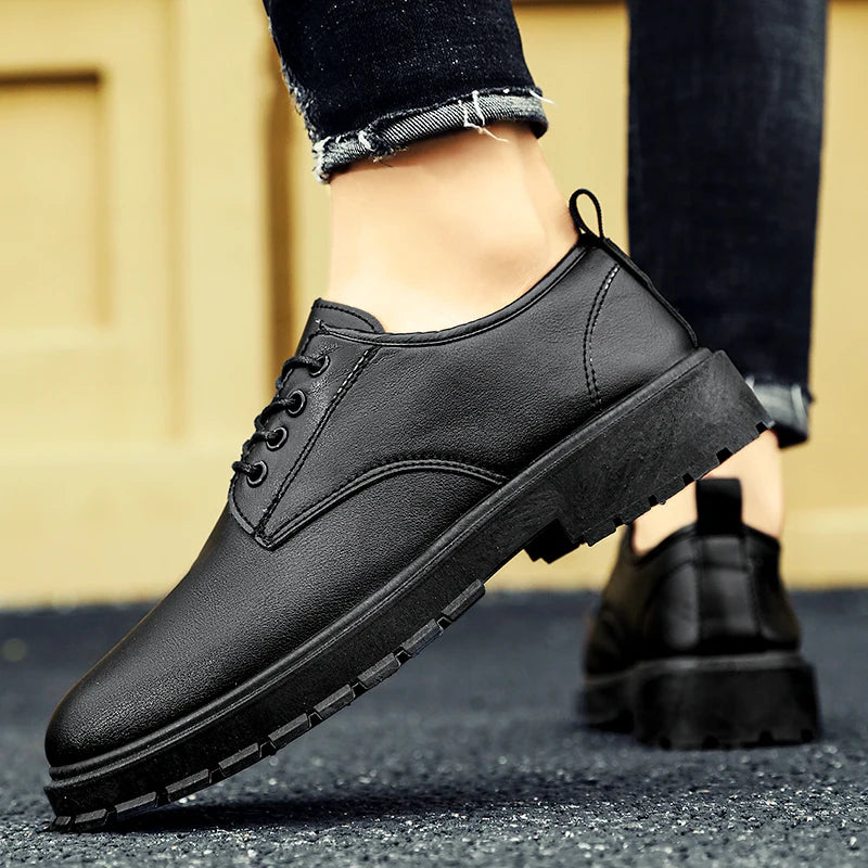 Men's Leather Shoes Casual Comfort Black Formal Oxfords For Men Lightweight Office Shoes