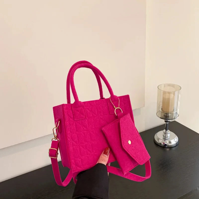 Zipper Messenger Bag Solid Color Felt Women Shoulder Bag Luxury Designer