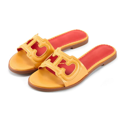 CH Summer New 2023 Retro Slippers Low Heel Genuine Leather Casual Women's Sandals Open Toe Non-Slip Outdoor Slippers Beach Shoes