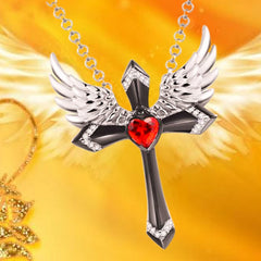 Classic Income Fashion Angel Wings Pendant Necklace Ladies Cross Guardian Jewelry