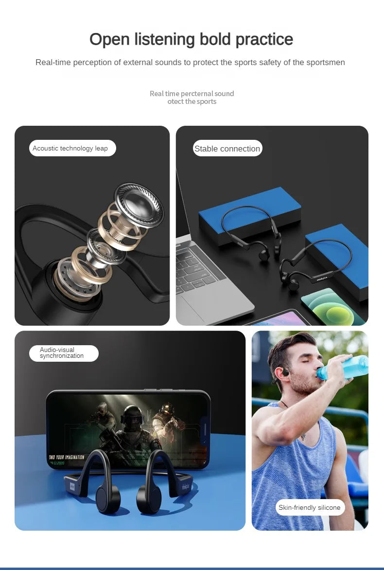 Lenovo X4 Bone Conduction Bluetooth Headphone Sports Earphone Waterproof Wireless Headset with Mic Ear-hook TWS Bass Hifi Stereo