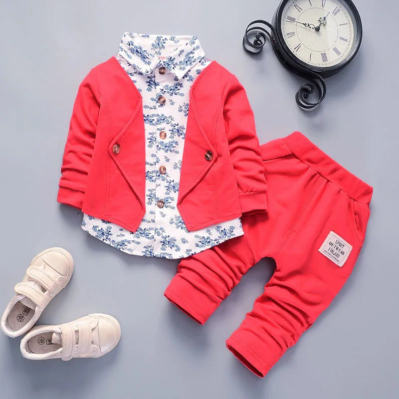 Kid Boy Clothes Gentleman Boy Outfit Children Clothing Long Sleeve Shirt+Pant 2Pcs/Set Baby Outerwear Infant Tracksuit A1274