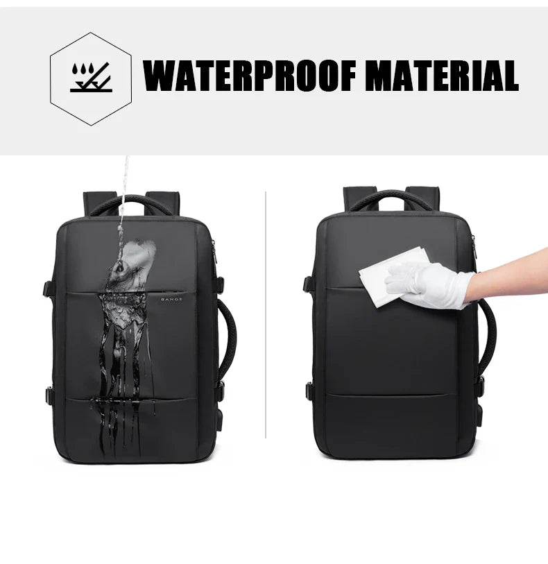 BANGE Aesthetic Men Business Backpack School Expandable USB Bag, Large Capacity 17.3 Laptop Waterproof Fashion Travel Backpack