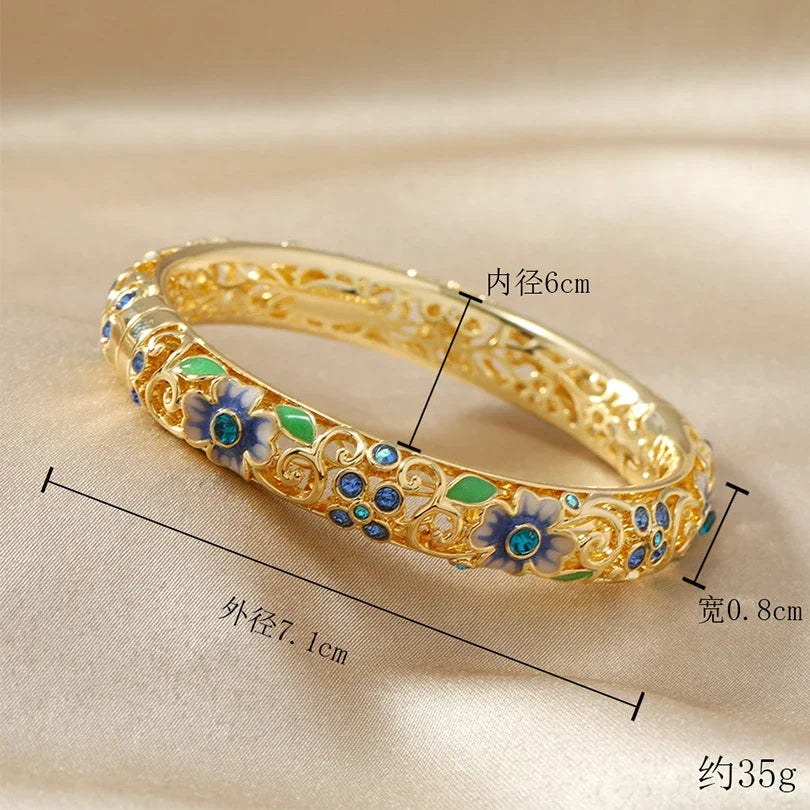Chinese Women's Hand Bracelet Enamel Cloisonne Bracelet High Quality Italian Ethnic Style Bangle For Ladies Girl Jewelry Gifts