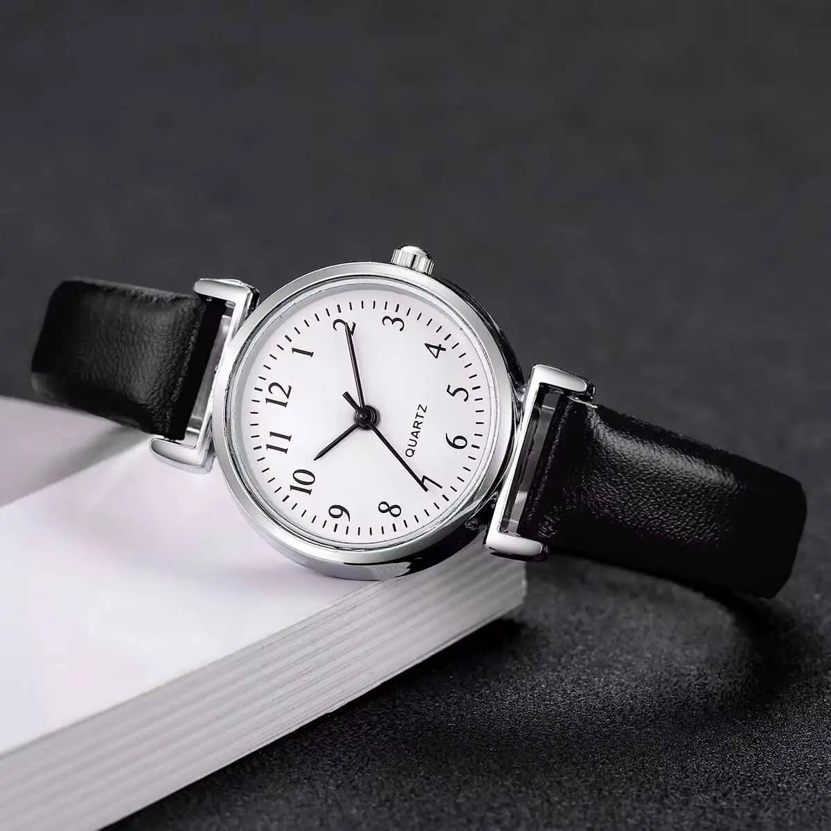 2PCS Fashion Women Quartz Watches Set Simple Small Dial Leather Strap Watch for Girls Reloj Mujer（Without Box）