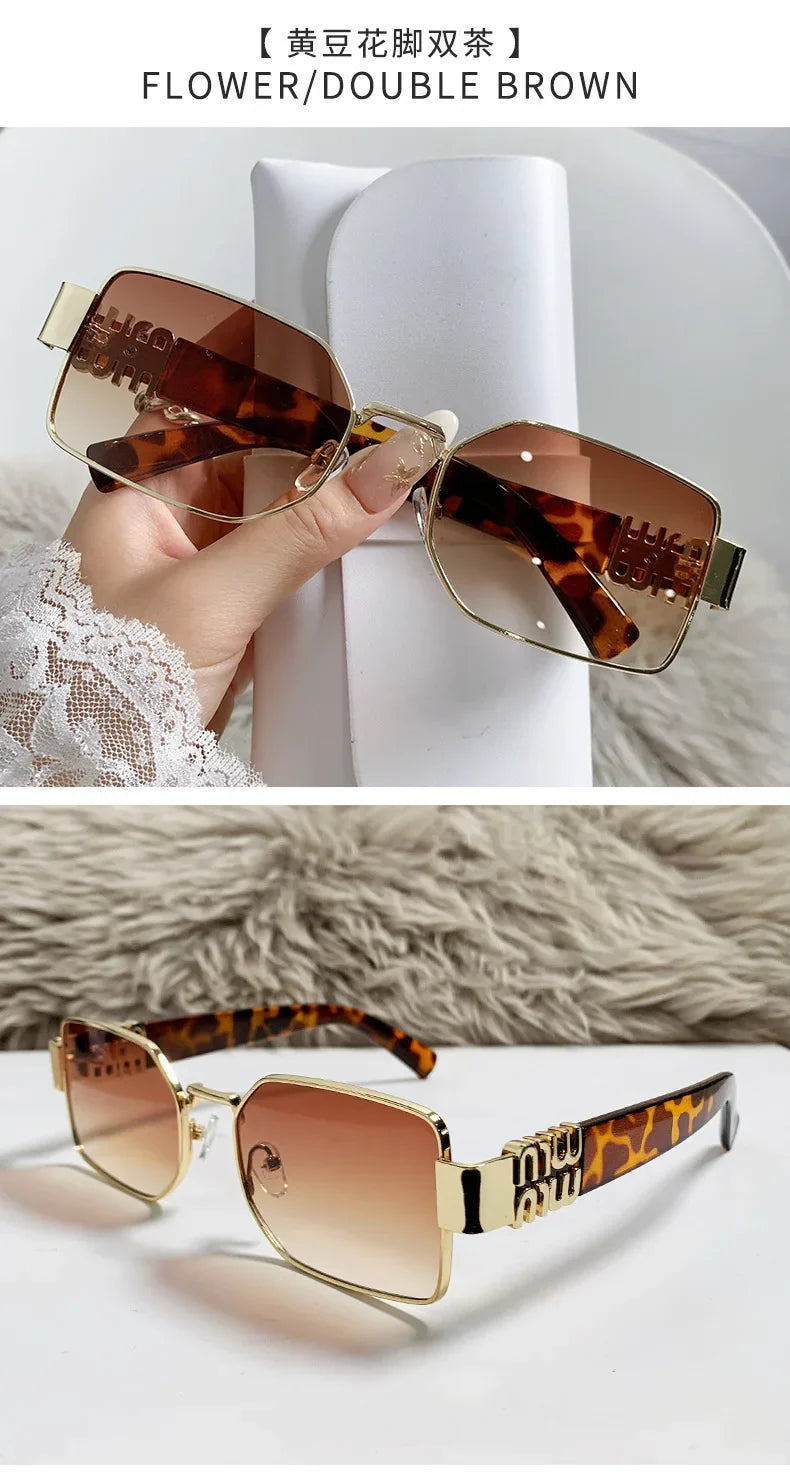 New Fashion Metal Box Women's Sunglasses High Quality High Sense Trend Street Sun Glasses Girls Sunshade Glasses UV400