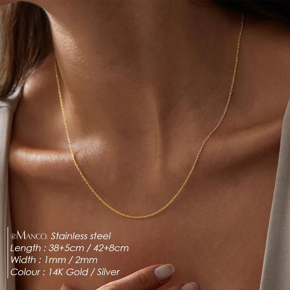 eManco Fine Chain Necklace Stainless Steel Gold Color Pendants Short Long Statement Women  Colar Gift Stainless Steel Jewelry