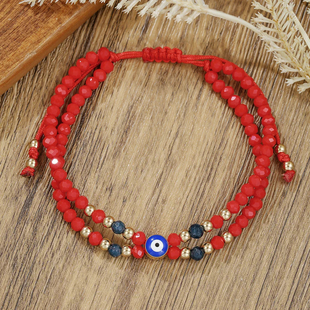 Fashion Boho Adjustable Jewelry Braiding Strap Bracelet Black Crystal Stone Beaded Bracelet For Women Accessory Jewelry