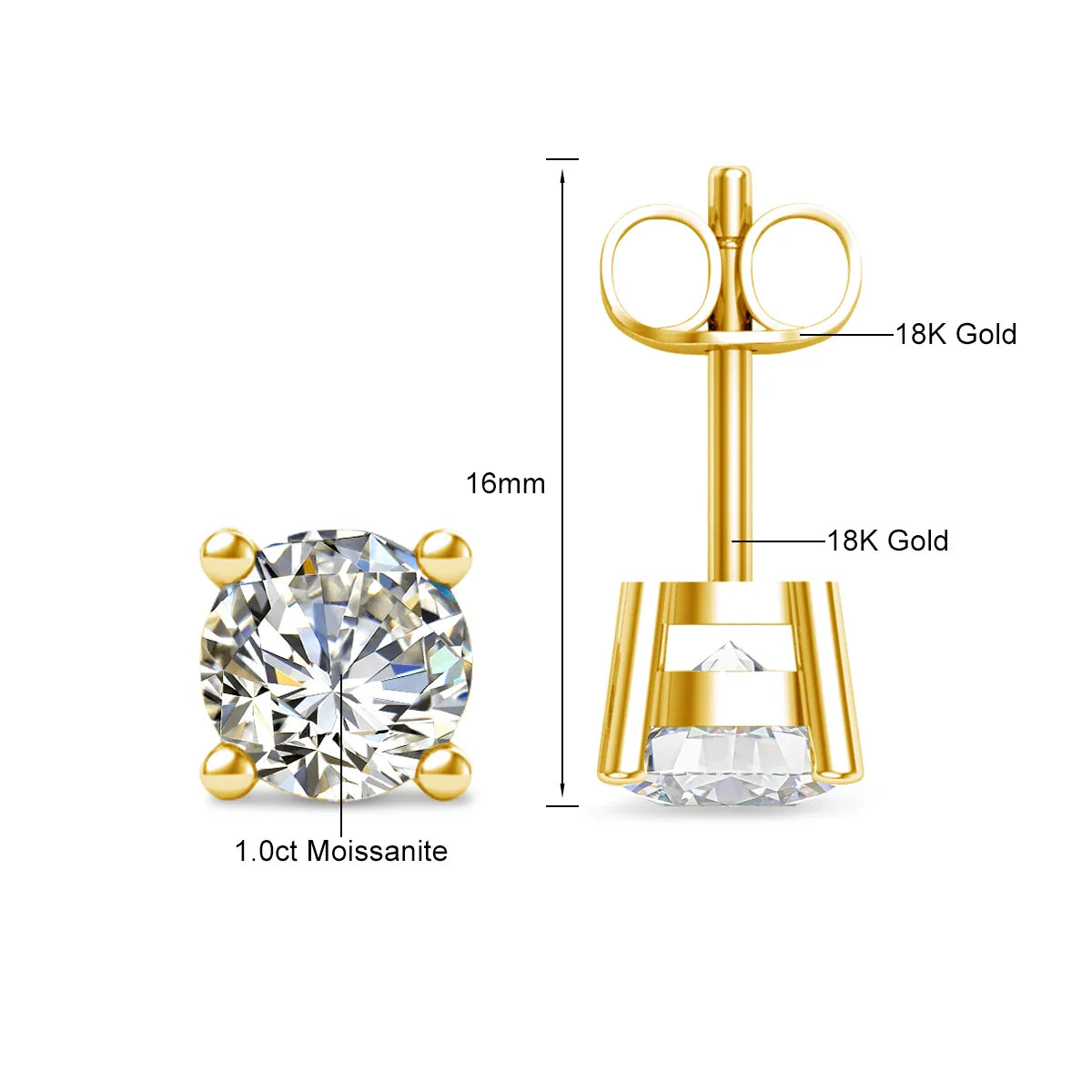 Szjinao Real Full 18k Gold Earrings AU750 Moissanite Diamond Real Gold Women Jewelry Certifid K Gold Luxurious Valentines Gifts