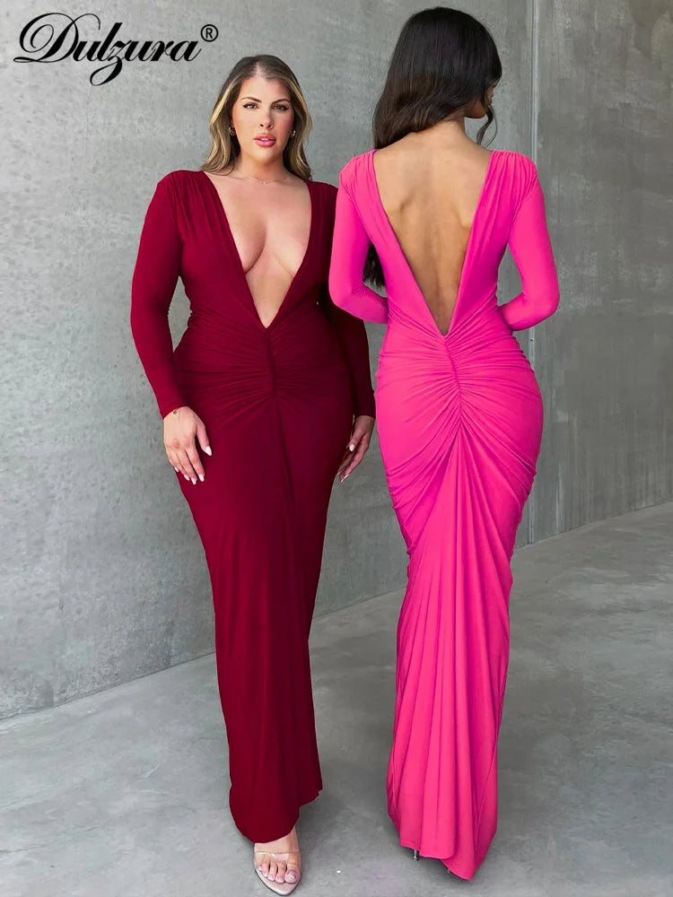 Formal attire Dresses: Maxi Body-Shaping Long Sleeve Evening Party Dress