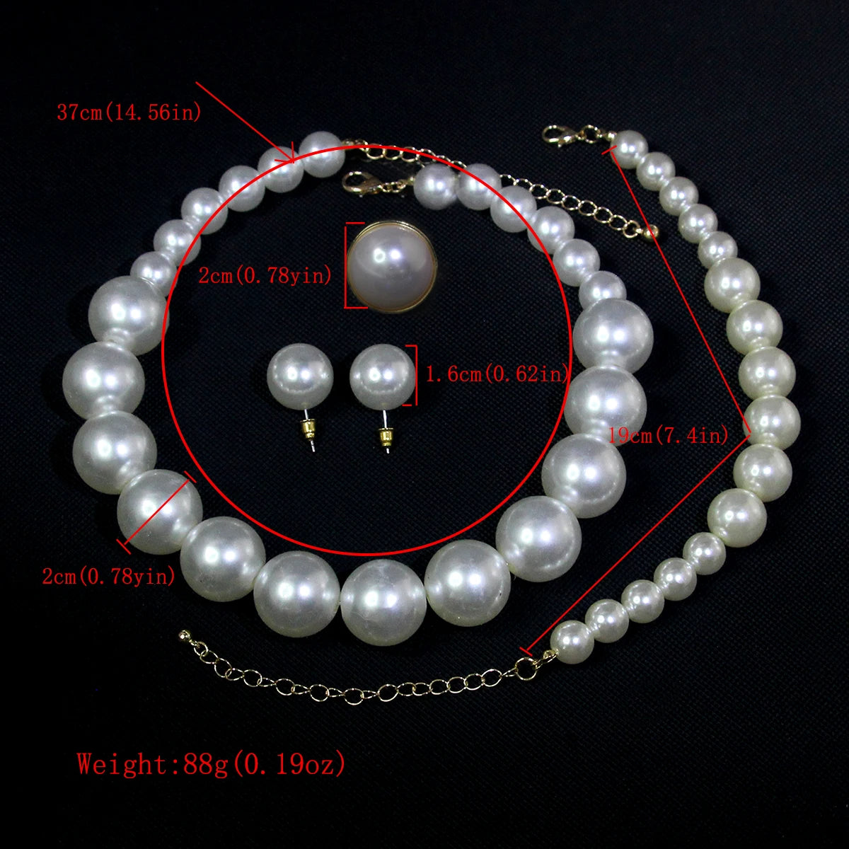 5 Women's Vintage Light French 5 Piece Imitation Pearl Jewelry Fashion