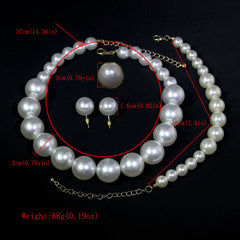 5 Women's Vintage Light French 5 Piece Imitation Pearl Jewelry Fashion