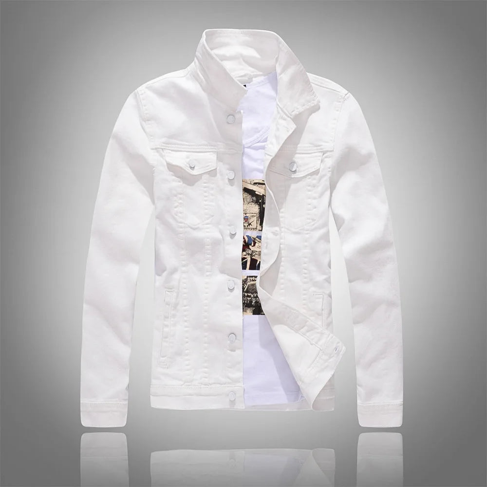 Men Pink Denim Jackets Outwear Slim Fit Denim Coats New Fashion Male Cotton Jeans
