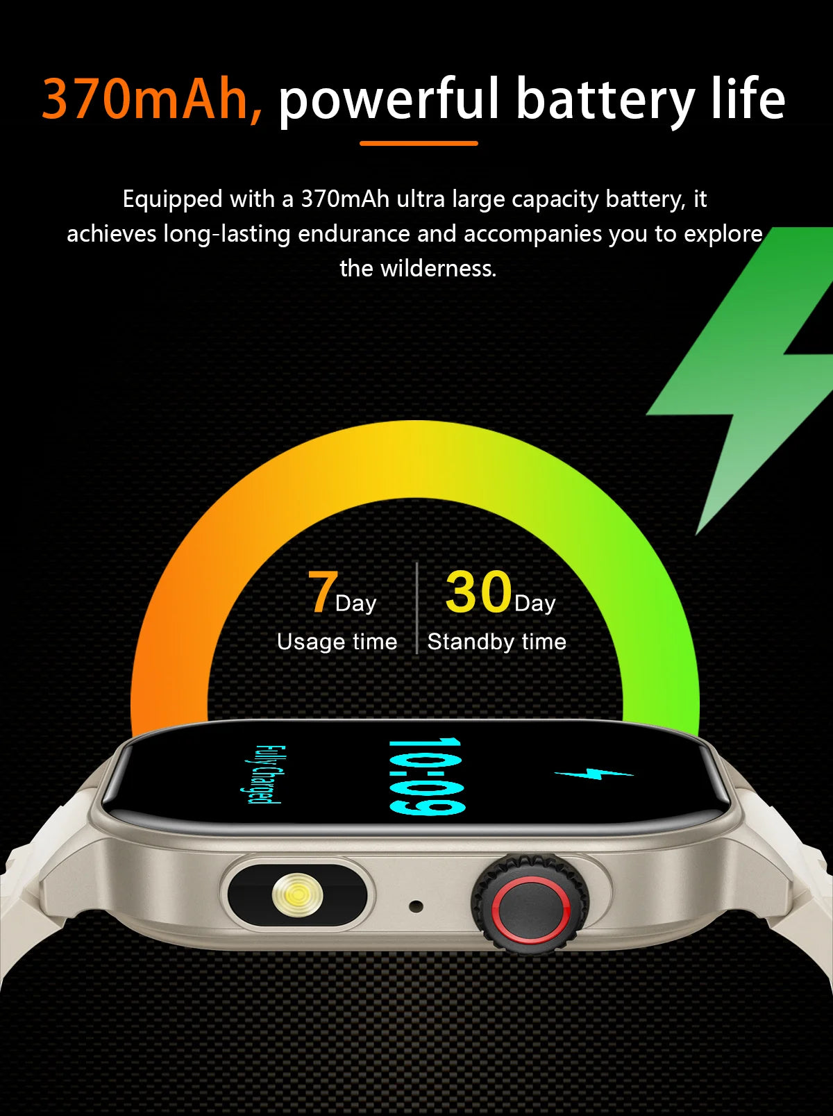 LIGE New Smart Watch LED Flashlight Military Sport Watches 2.01'' Screen Health Monitor Bluetooth Call Waterproof Smartwatch Men