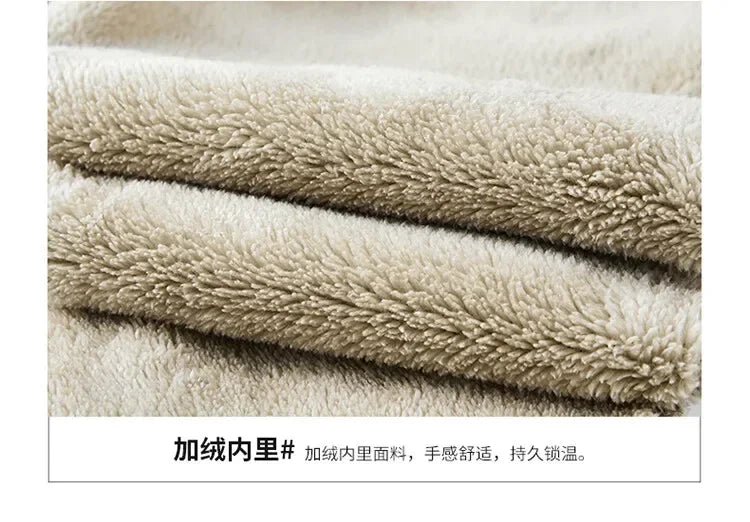 Men's Sets Jacket + pant Warm Fur Winter Sweatshirt Cashmere Tracksuit Men's Sets Fleece Thick Hooded Brand Casual Track Suits