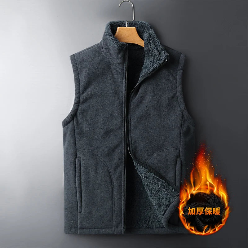 plush warm vest for middle-aged and elderly people trend lamb velvet vest jacket