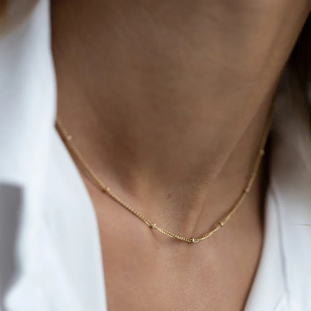 eManco Gold Color Stainless Steel  Chain Choker Necklace Women Chain Necklace Sets for Women gift