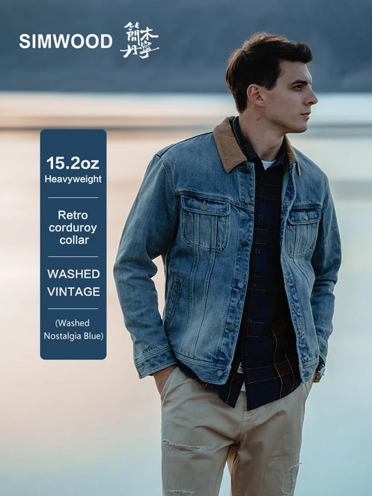 Autumn New Oversize Denim Jackets Men 15.02oz Heavyweight  Coats