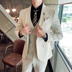 Boutique (Blazer + Vest + Trousers) Men's Italian Style Elegant Fashion Business