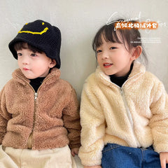 Fashion Girls Outwears 1 2 3 4 5 6 7 8 9 10 Years Pink Fleece for Winter Autumn Baby Boy Jackets Coats Purple Gray Kids Clothes