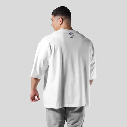 Men Running Sports Cotton T-shirt Gym Fitness Bodybuilding Loose Print Shirt Summer Male Jogging Training Tee Tops