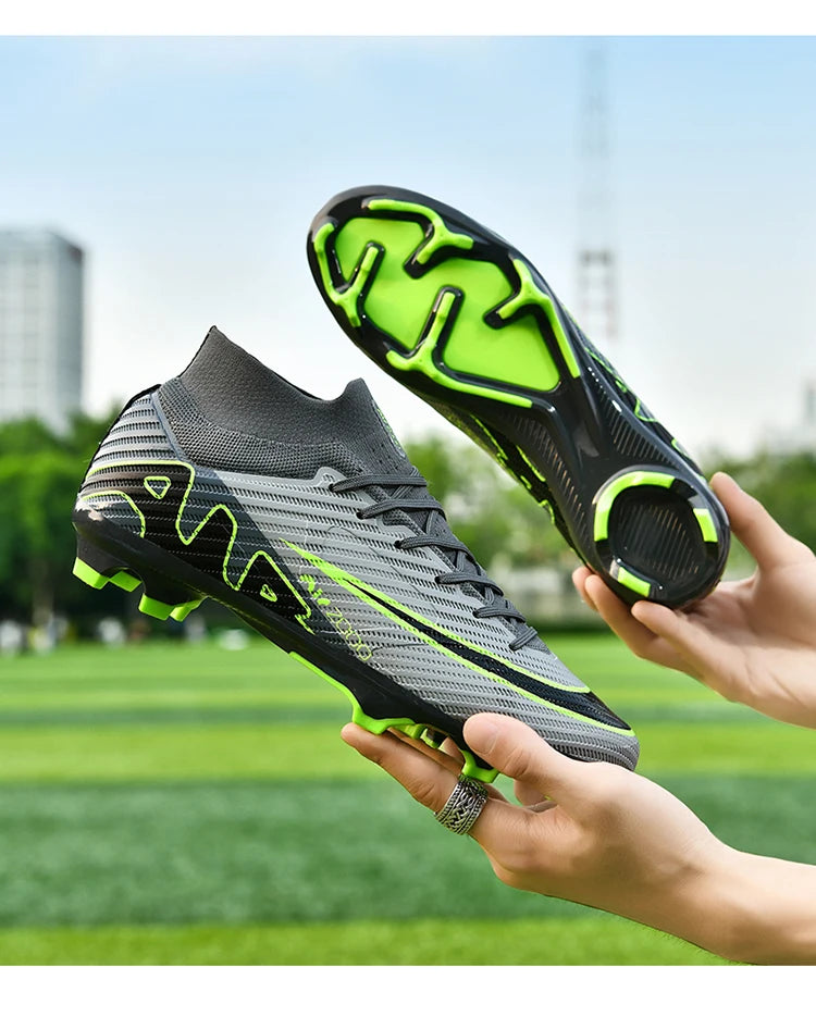 Men Light Soccer Shoes Ankle Football Field Boots Outdoor Non-slip Grass