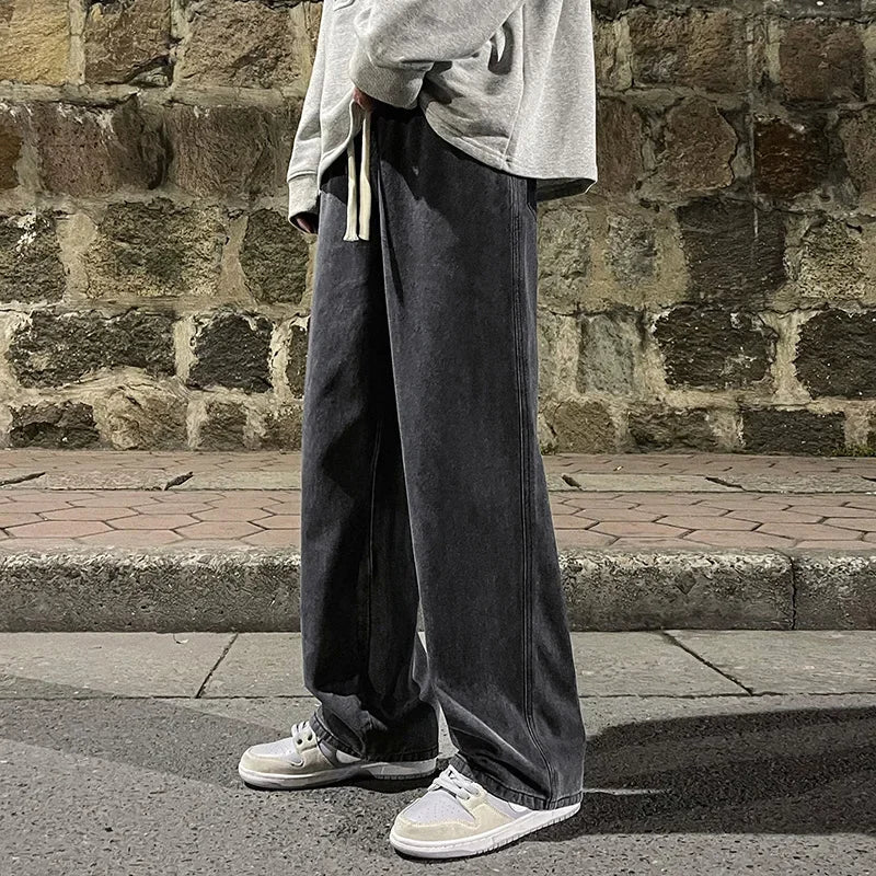 Men's Jeans Korean Version Student Casual Pants High Street Straight Loose
